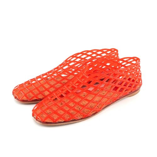 Red Mesh Ballet Flats for Women Jelly Shoes Clear Hollow Sandals Women's Comfortable Beach Closed Toe Flat Sandals, Red, 9 | Amazon (CA)