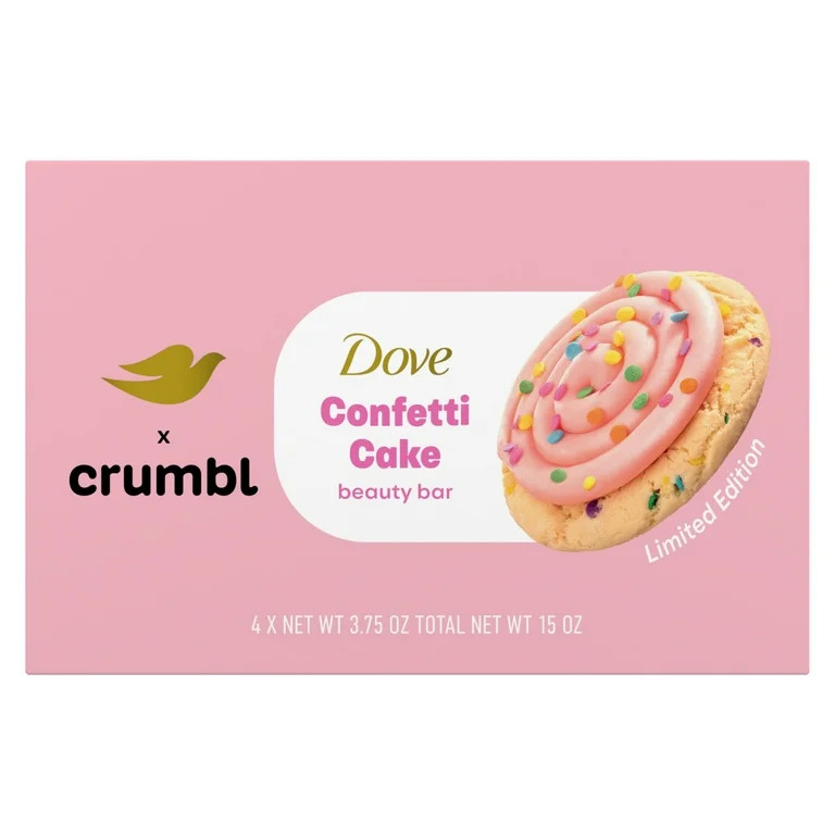 Dove Crumbl Limited Edition Beauty Bar Confetti Cake, 15 oz 4 Bars | Walmart (US)