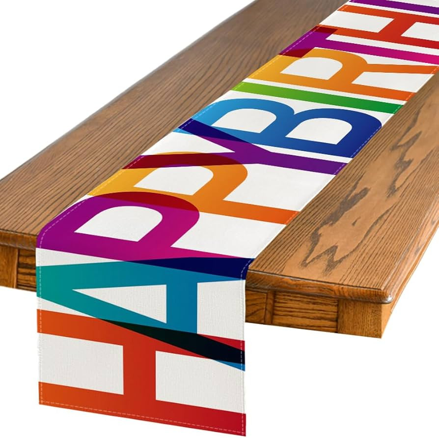 Artoid Mode Colorful Happy Birthday Table Runner, Seasonal Kitchen Dining Table Decoration for Ho... | Amazon (US)