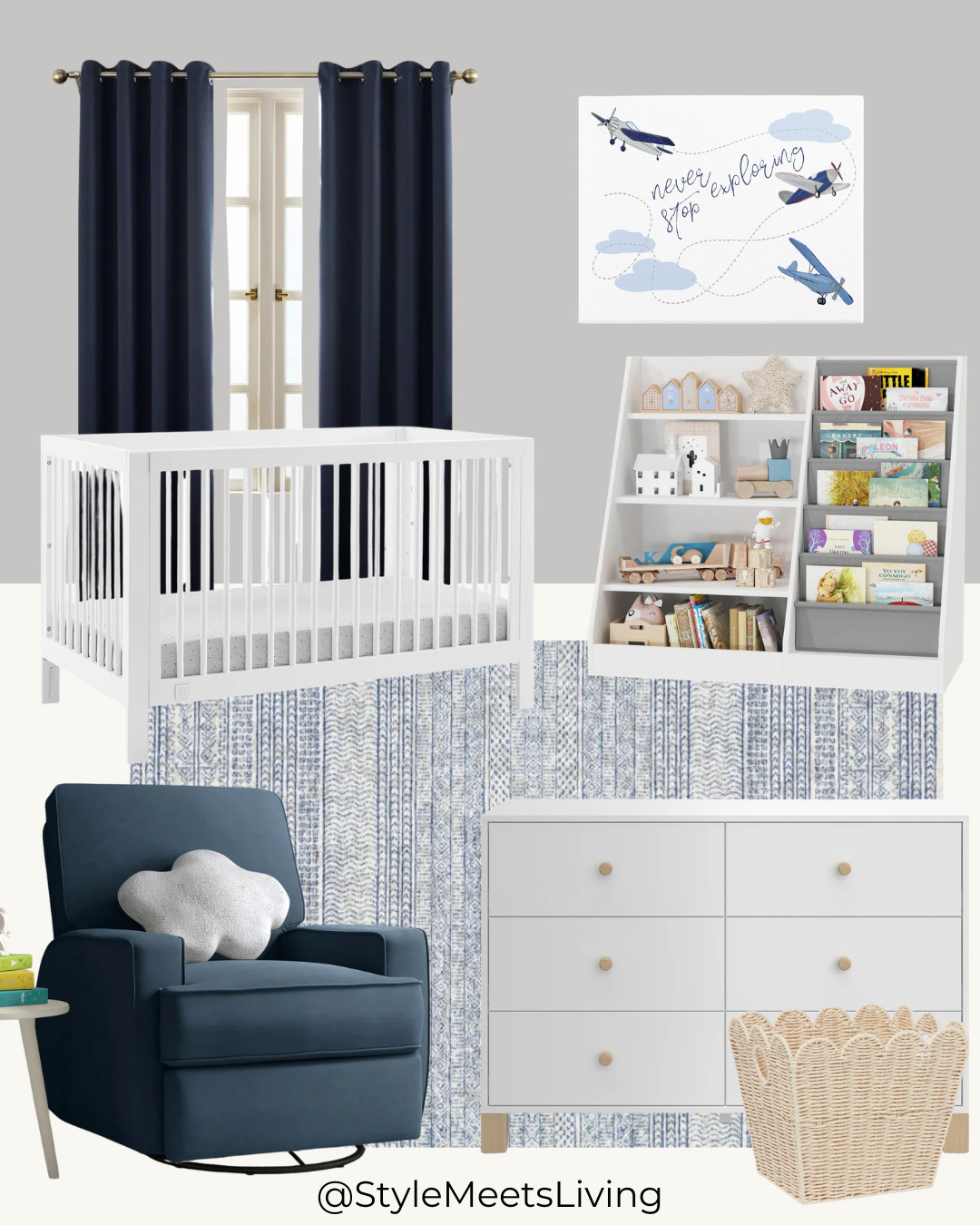 ON SALE NOW! Such a timeless nursery look from Wayfair 🤍 Navy + white just works every time. Loving the cozy chair and soft rug.
@Wayfair

Keywords:
navy blue nursery, baby room ideas, nursery decor, white crib nursery, navy nursery chair, nursery design ideas, baby boy nursery, classic nursery decor, nursery furniture, cozy nursery 

 

#LTKHome #LTKSaleAlert