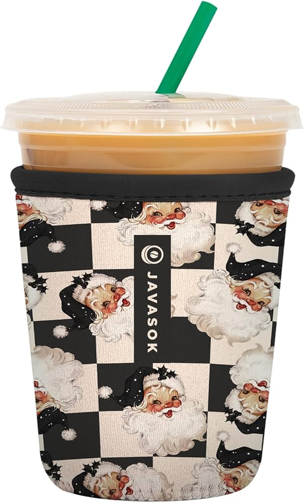 Sok It JavaSok Iced Coffee & Cold Soda Insulated Neoprene Cup Sleeve (Checkin' It Twice, Small: 1... | Amazon (US)