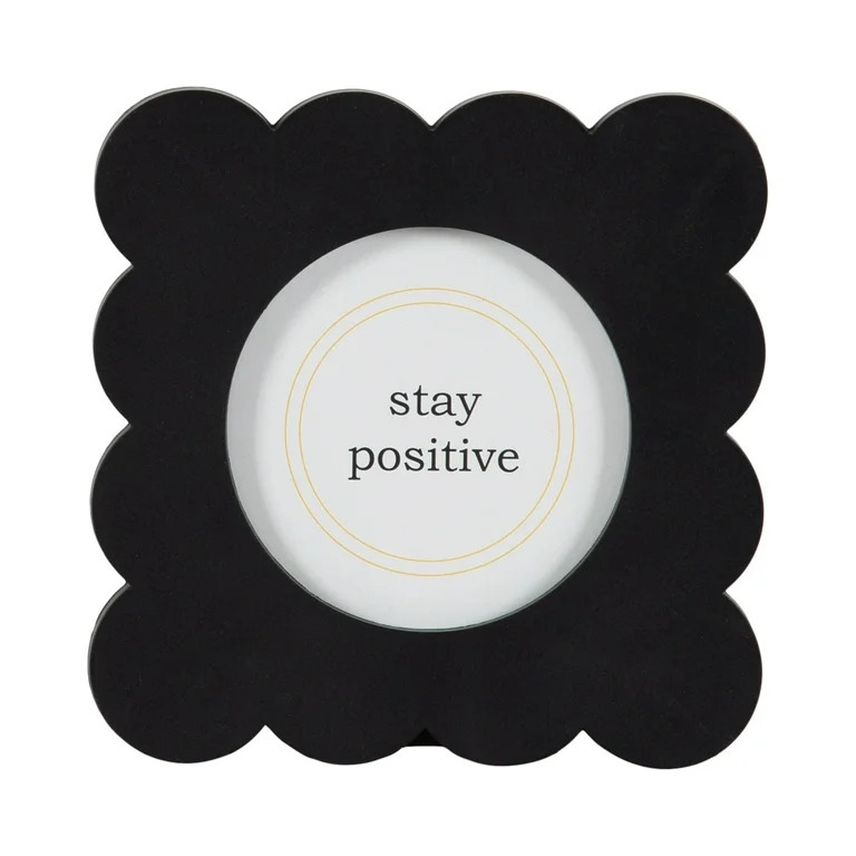 DesignOvation 4x4 Scalloped Black Decorative Tabletop Picture Frame | Walmart (US)