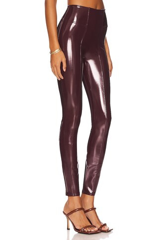 SPANX Faux Patent Leather Leggings in Ruby from Revolve.com | Revolve Clothing (Global)