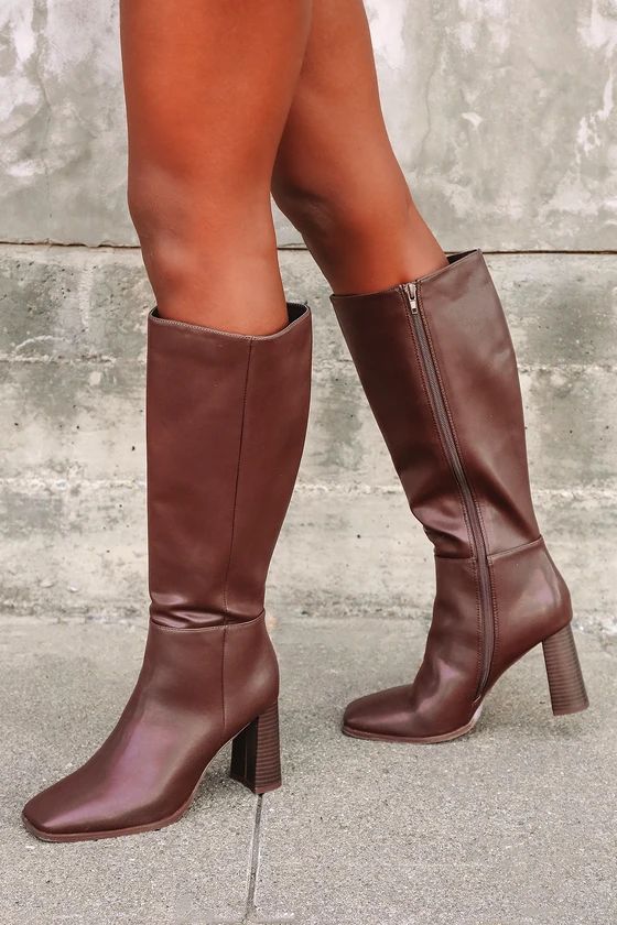 Reelee Chocolate Square Toe Knee-High Boots | Lulus (US)