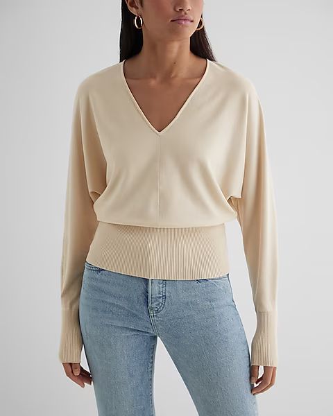 V-neck Banded Bottom Soho Sweater | Express