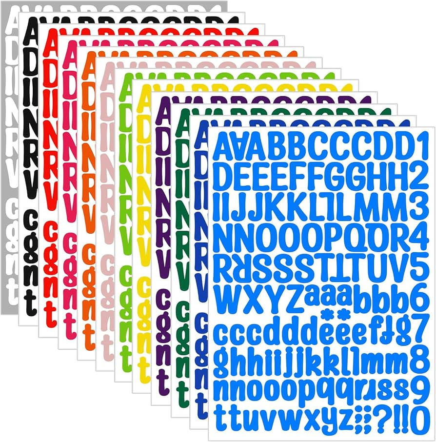 1512 Letter Stickers, 12 Sheets Alphabet Sticker, Vinyl Letters, Mailbox Numbers, Self Adhesive S... | Amazon (US)