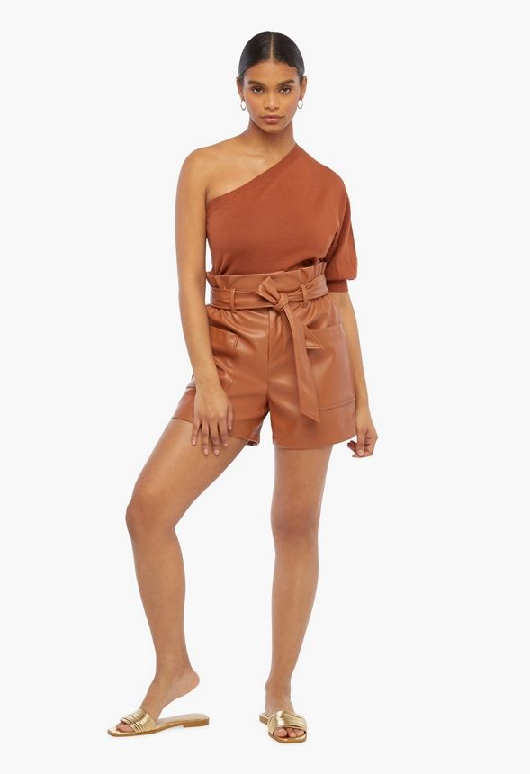 Paperbag Faux Leather Shorts | JustFab