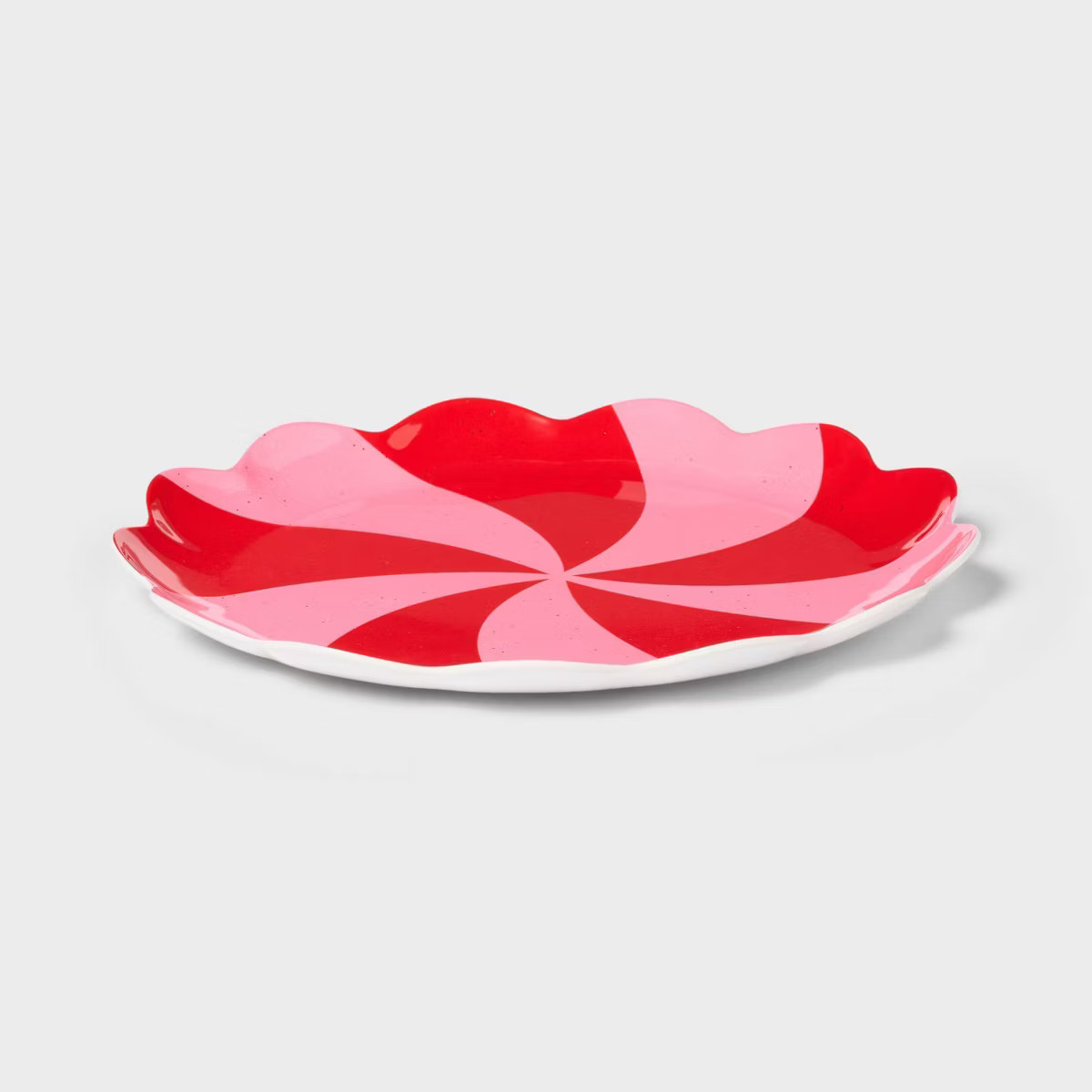 Kids' 10" Peppermint Swirl Scallop Dinner Plate Pink/Red - Pillowfort™ | Target