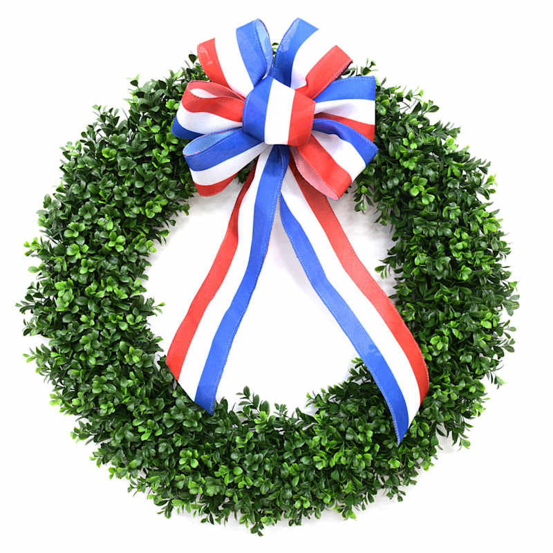 Boxwood Wreath with Bow, 24" | At Home
