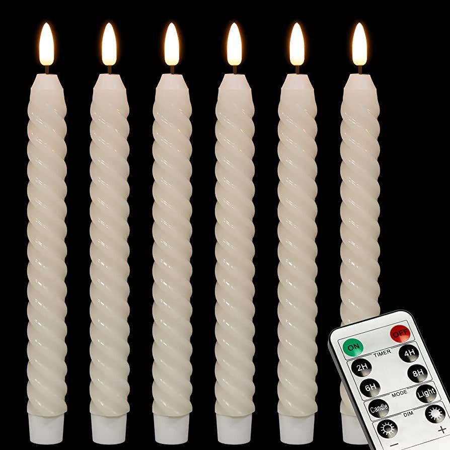 ANGELLOONG Flameless Taper Candles with Remote, Real Wax Battery Operated Window Candles with Tim... | Amazon (US)