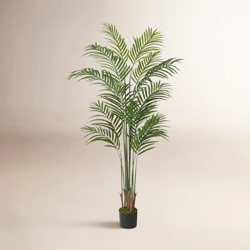 Birch Lane™ Artificial Palm Tree, Faux Dypsis Lutescens Plant in Pot with Dried Moss, 5 / 6 / 7... | Birch Lane