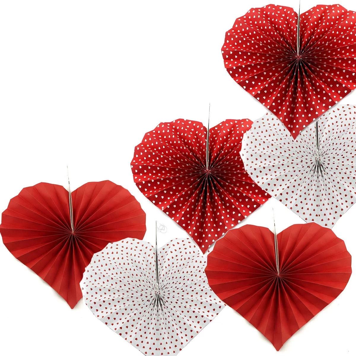 Tytroy Red and White Heart Shaped Hanging Paper Fan Set Polka Dot Party Decorations Valentine?s D... | Walmart (US)