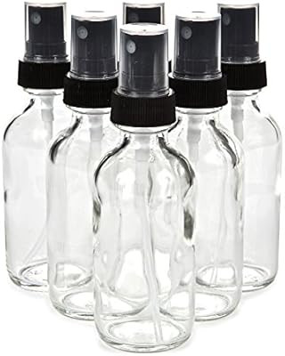 Vivaplex, 6, Clear, 2 oz Glass Bottles, with Black Fine Mist Sprayers | Amazon (US)
