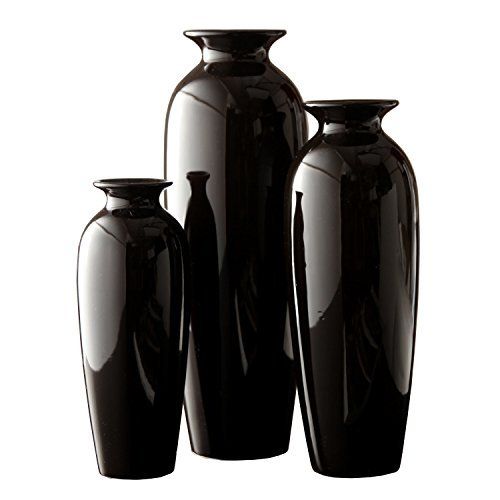 Hosley Set of 3 Black Ceramic Vases. Ideal Gift for Wedding or Special Occasions for Use in Home Off | Amazon (US)
