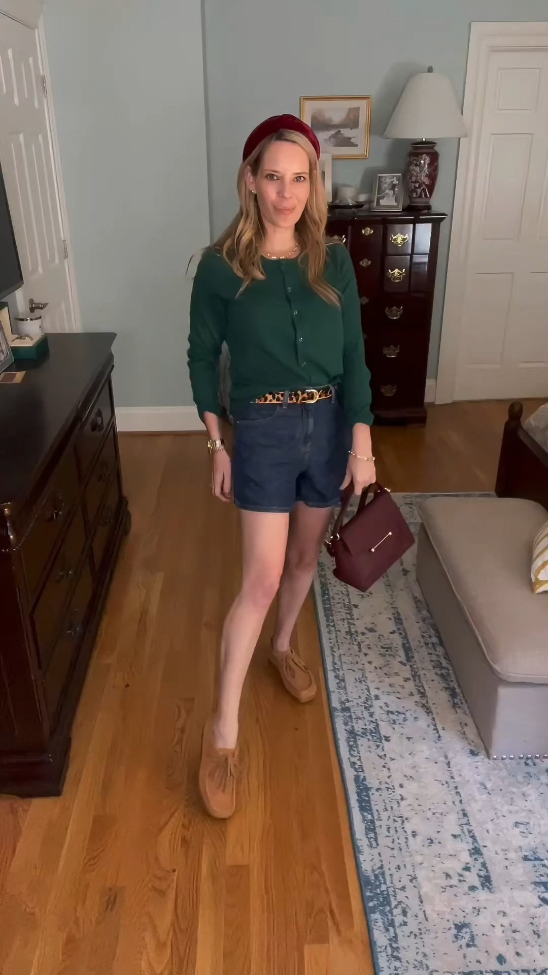 🍃 Fall layering made chic & playful! I paired a classic green cardigan with dark denim shorts for a transitional outfit that’s comfy yet polished. The leopard belt adds a pop of pattern (because animal print is a neutral 🐆), while a rich velvet headband + burgundy bag tie the look together with warm autumn tones.

For shoes, I went with suede lace-up moccasins that keep the vibe casual and cozy, perfect for everyday wear. And of course, I finished with my gold jewelry stack for that timeless touch of shine ✨—layering pieces you’ll wear on repeat this season.

This outfit is easy to recreate with closet staples and a few statement accessories. Perfect for weekend outings, casual dinners, or a polished day-to-day fall look!

⸻

fall outfit with shorts, green cardigan outfit, denim shorts fall style, transitional fall outfit ideas, velvet headband accessory, leopard belt outfit, burgundy handbag fall look, suede moccasins fall shoes, casual chic fall outfit, preppy fall fashion 2025


#LTKFindsUnder100 #LTKFindsUnder50 #LTKShoeCrush

#LTKFindsUnder50 #LTKFindsUnder100 #LTKItBag