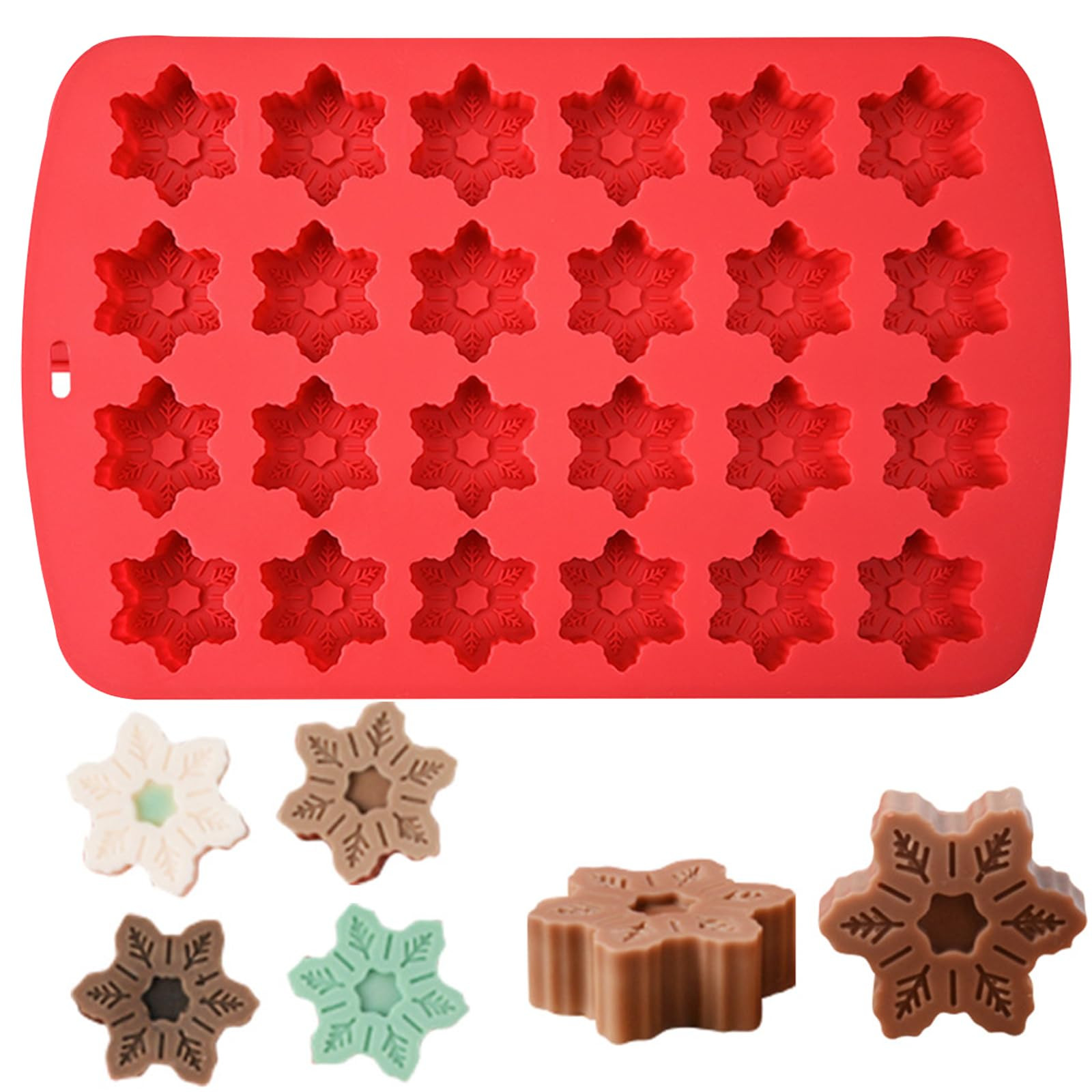 Snowflake Silicone Molds，Christmas Chocolate Molds 24 Cavity Fondant Moulds Baking Snowflake Ca... | Amazon (US)