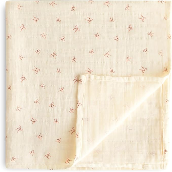 mushie Muslin Baby Swaddle Blanket | 100% Organic Cotton (Bows) | Amazon (US)