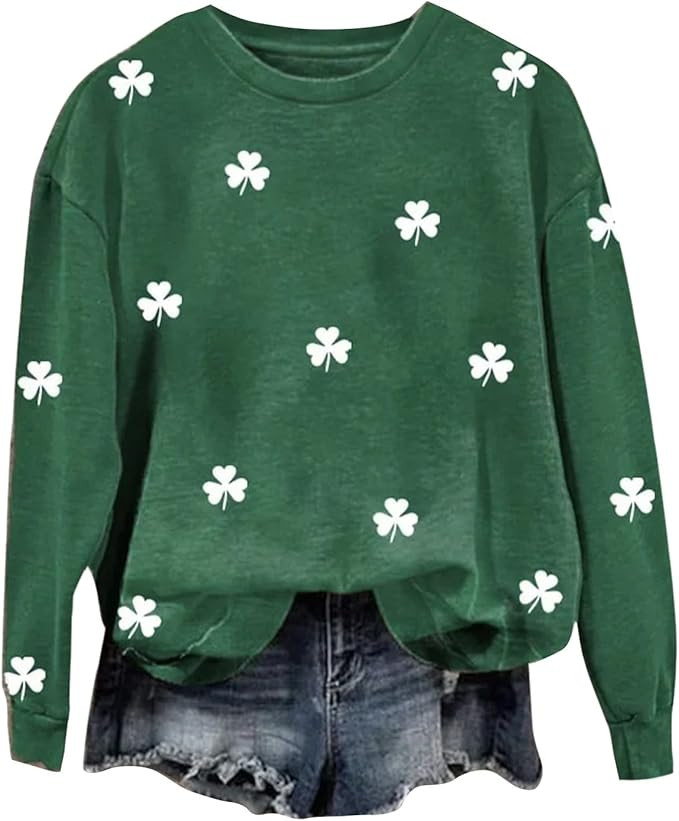 GOKKILRW Womens Green St Patricks Day Sweatshirts Rave Party Long Sleeve Casual Pullover Tops Car... | Amazon (US)