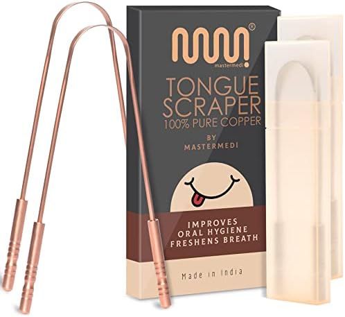 Natural Copper Tongue Scraper for Adults with Travel Case (2 Pc), Easy to Use Tongue Cleaner, 100... | Amazon (US)