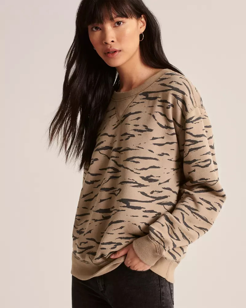 Animal Print Crewneck Sweatshirt | Abercrombie & Fitch US & UK