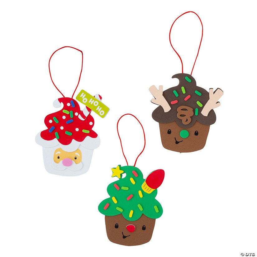 Christmas Cupcake Characters Ornament Craft Kit - Makes 12 | Oriental Trading Company