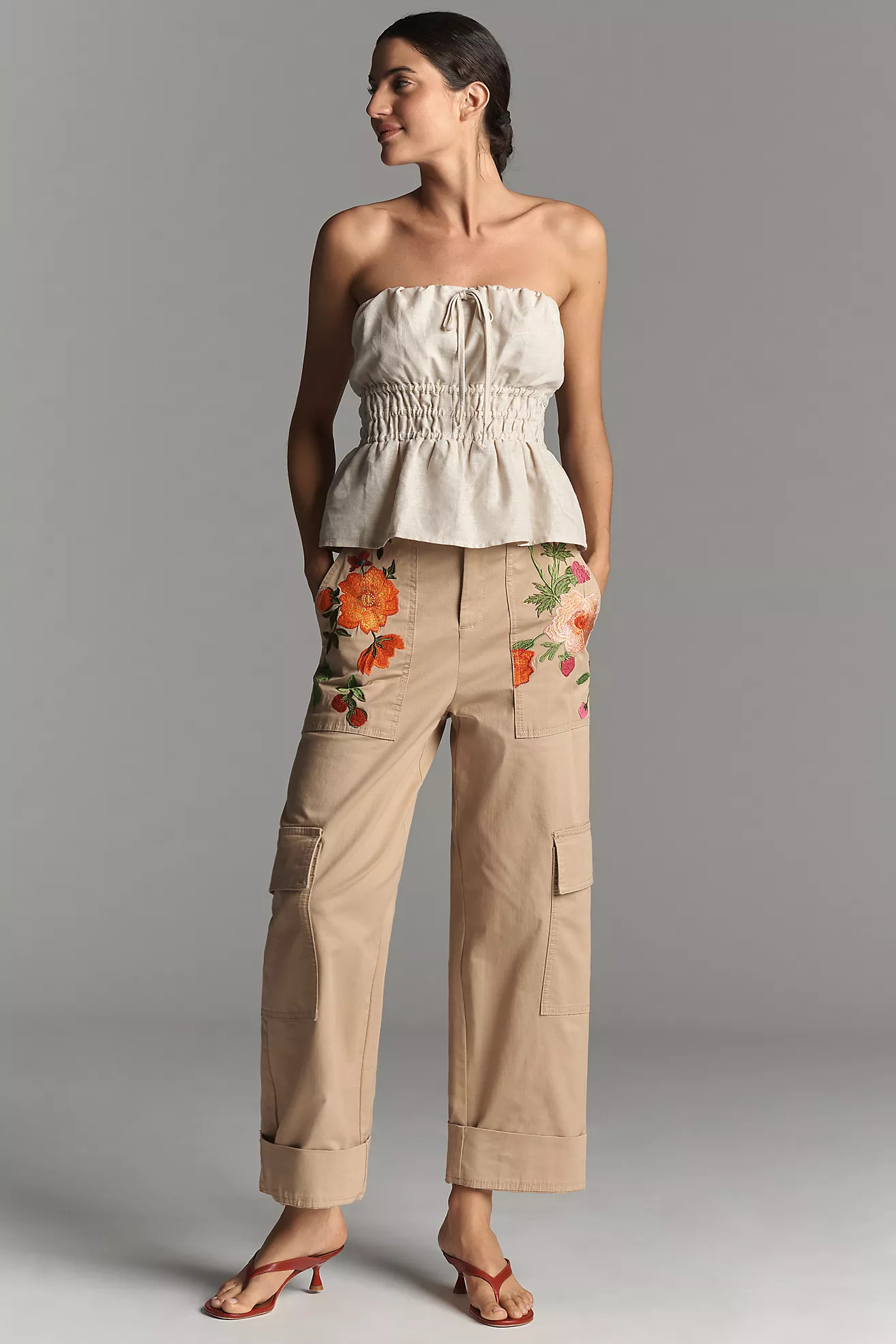 By Anthropologie Embroidered Cargo Pants | Anthropologie (US)