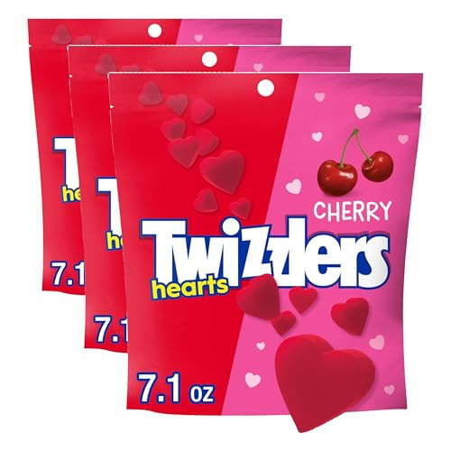 TWIZZLERS Cherry Flavored Hearts Chewy, Valentine's Candy Bag, 7.1 oz (Pack of 3) | Amazon (US)