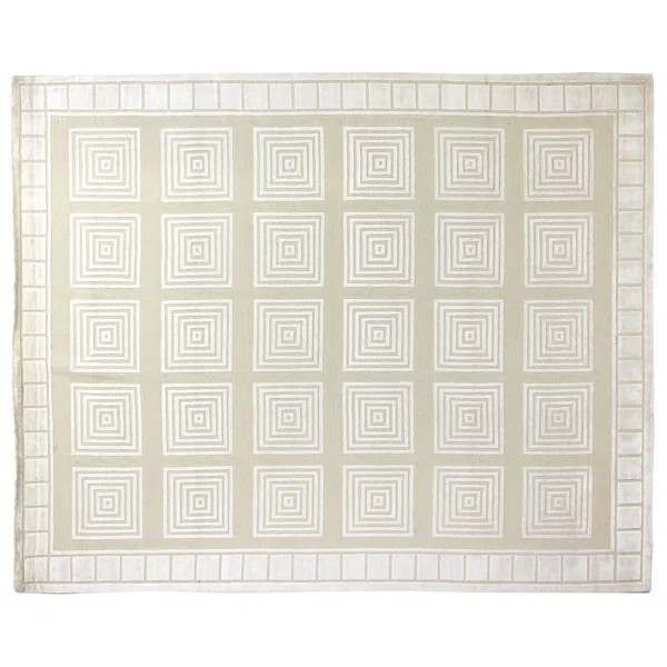 Greek Key Hand-Knotted Wool Ivory/White Area Rug | Wayfair Professional