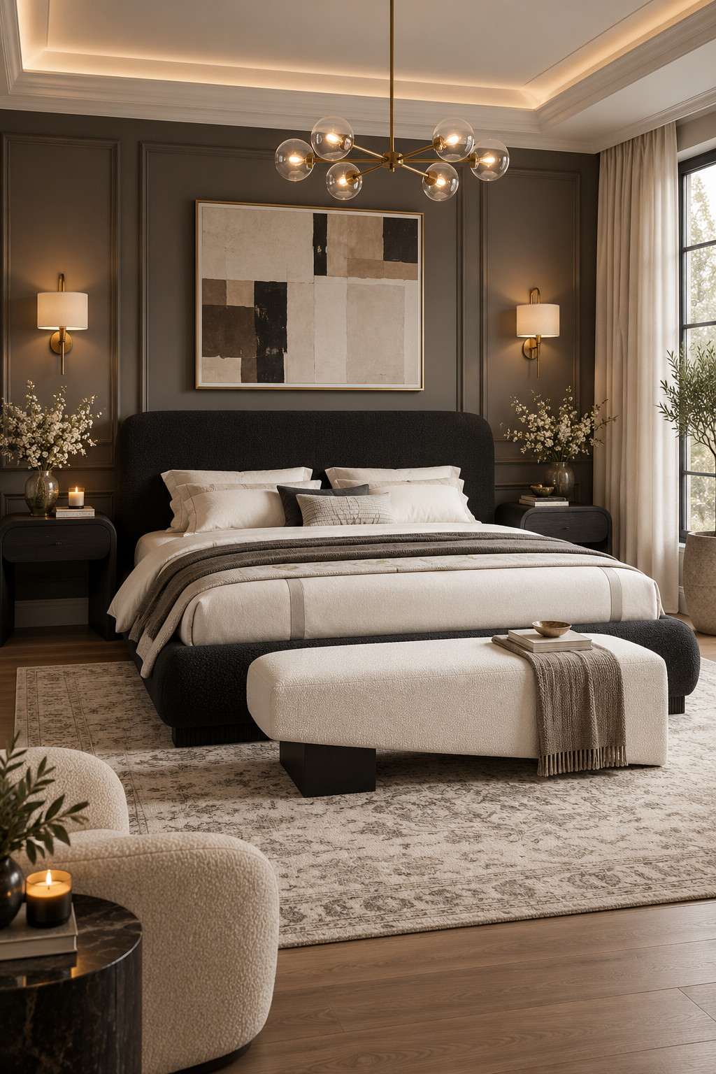 This bed is proof that black furniture doesn’t have to make a room feel heavy. The rounded edges soften the whole look, and the low profile gives it such a sleek, modern shape. I’d pair it with lots of ivory, taupe, and textured bedding so the contrast feels really luxe instead of super stark. Add warm lamps and a big neutral rug and the whole space instantly has that moody boutique-hotel vibe. #Wayfair #BlackBed #PlatformBed #MoodyBedroom #ModernLuxury #BedroomIdeas #LuxuryHome 

 #LTKSeasonal #LTKHome #LTKSaleAlert