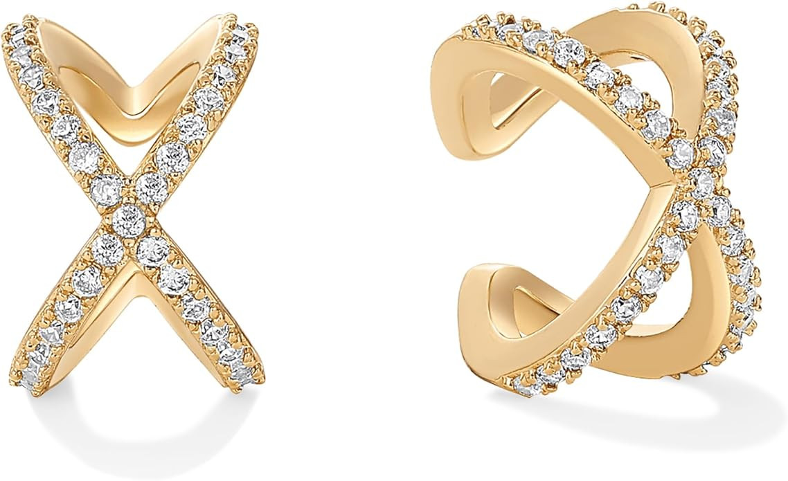 PAVOI Aretes de plata de ley 925 chapados en oro de 14 quilates con circonita cúbica brillantes ... | Amazon (US)