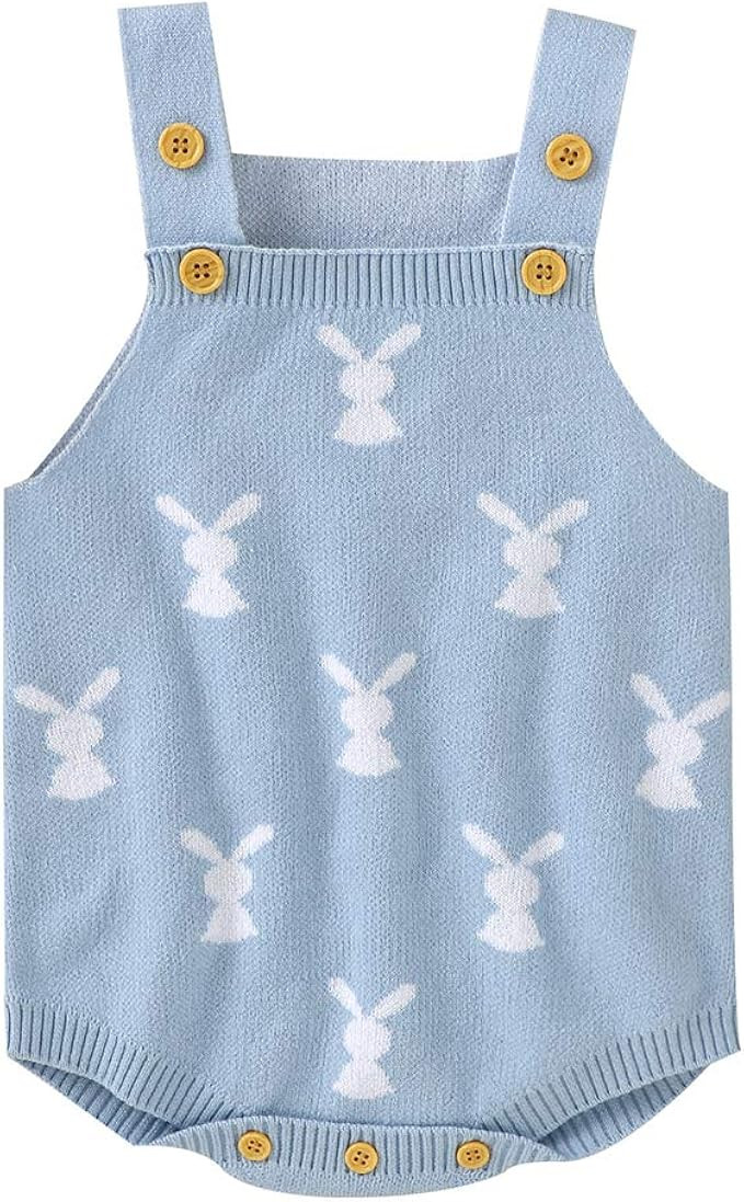 Easter Outfit Newborn Baby Girl Boy Bunny Knitted Solid Romper Bodysuit Summer Infant One Piece J... | Amazon (US)