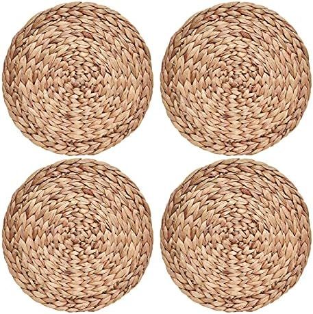 COYMOS Woven Placemats Round Set of 4, Natural Water Hyacinth Weave Placemat for Dining Table, La... | Amazon (US)