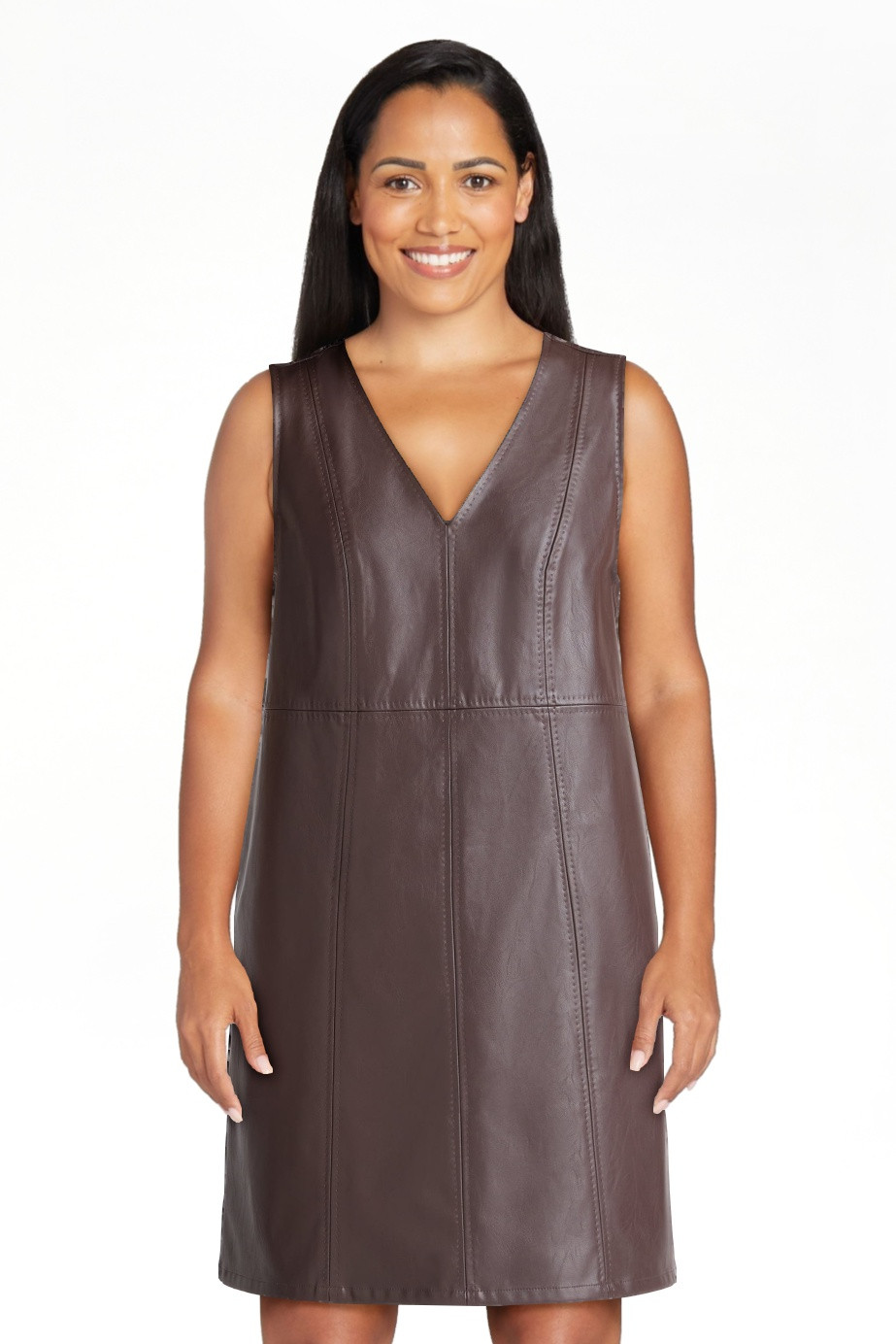 Time and Tru Women's Faux Leather Mini Shift Dress, XS-XXXL | Walmart (US)