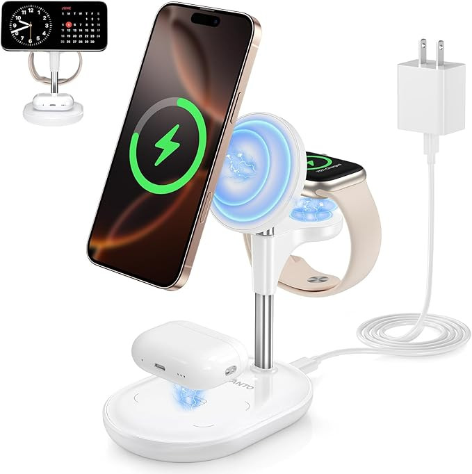 3 in 1 Wireless Charging Station for Apple MagSafe Charger, 15W Fast Qi-Certified Magnetic Mag-Sa... | Amazon (US)
