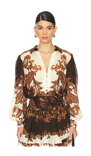 HEMANT AND NANDITA Boho Shirt in Brown. - size XXS | Revolve Clothing (Global)