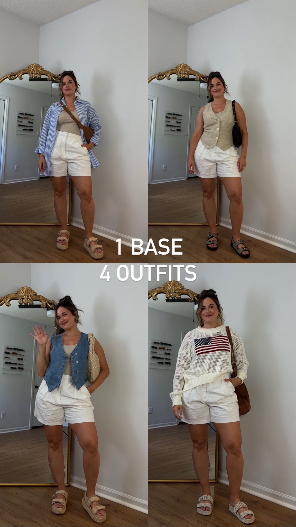Base is true to size! Striped shirt is oversized. Sized up to large in American flag sweater, vests are true to size. Sandals are true to size! 

#LTKMidsize #LTKStyleTip #LTKSeasonal