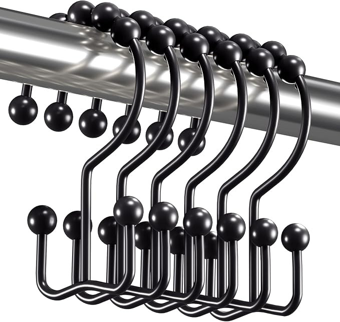 Titanker Black Shower Curtain Hooks Rings, Rust-Resistant Metal Double Glide Shower Hooks for Bat... | Amazon (US)