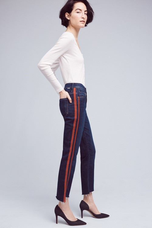 Mother Insider Crop Step Fray High-Rise High-Low Jeans | Anthropologie (US)