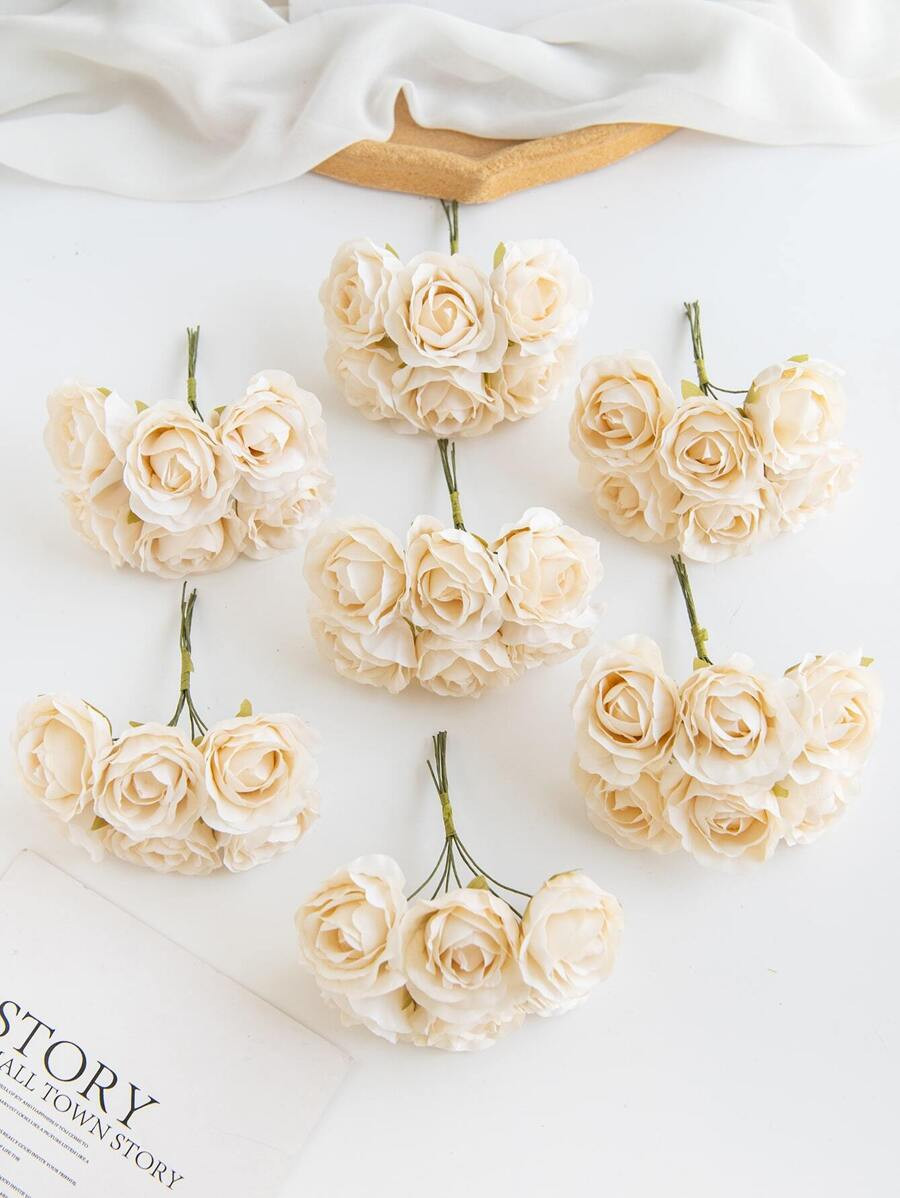 1 Artificial Bouquet (6 Heads) MINI Rose Bud Letter DIY Wreath Material Candy Box Accessories Hom... | SHEIN
