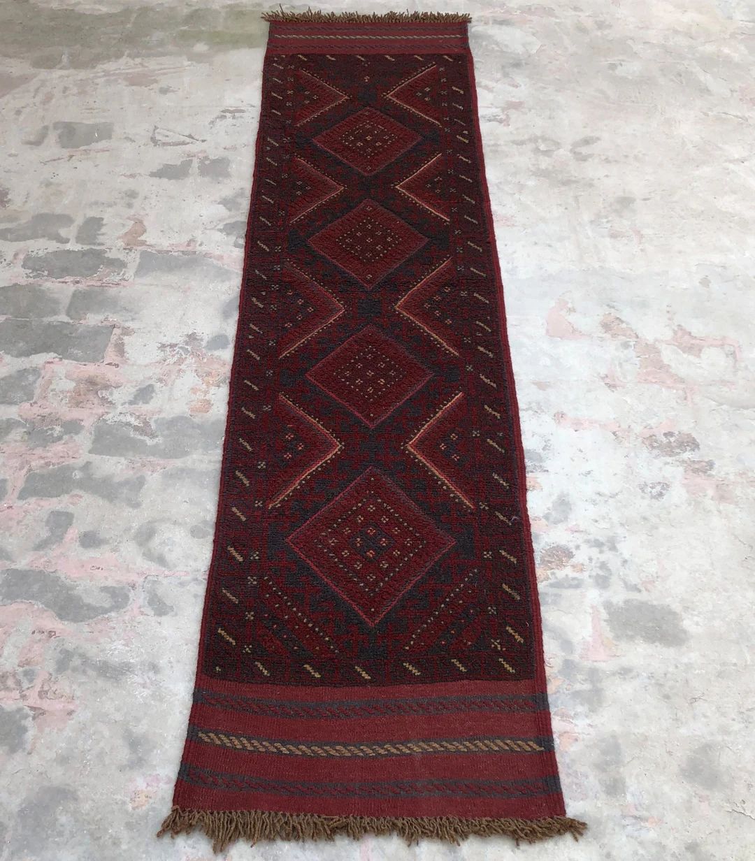 1.10x 8 ft Vintage Runner Rug,Ethnic Mushwani Geometric Rug, Afghan Handmade Wool Runner Rug, Wid... | Etsy (US)