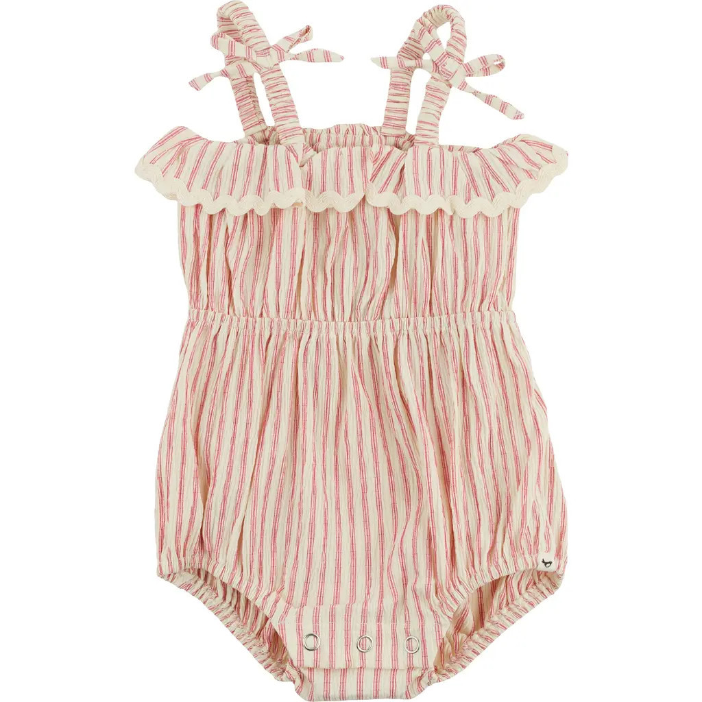 oh baby! Stripe Harriet Romper in Red Cherry at Nordstrom, Size 12-18M | Nordstrom