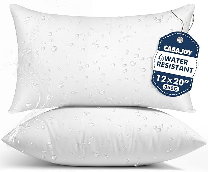 Pack of 2 12x20 Outdoor Pillow Inserts, Water Resistant Throw Pillow Inserts, Outdoor Lumbar Pill... | Amazon (US)