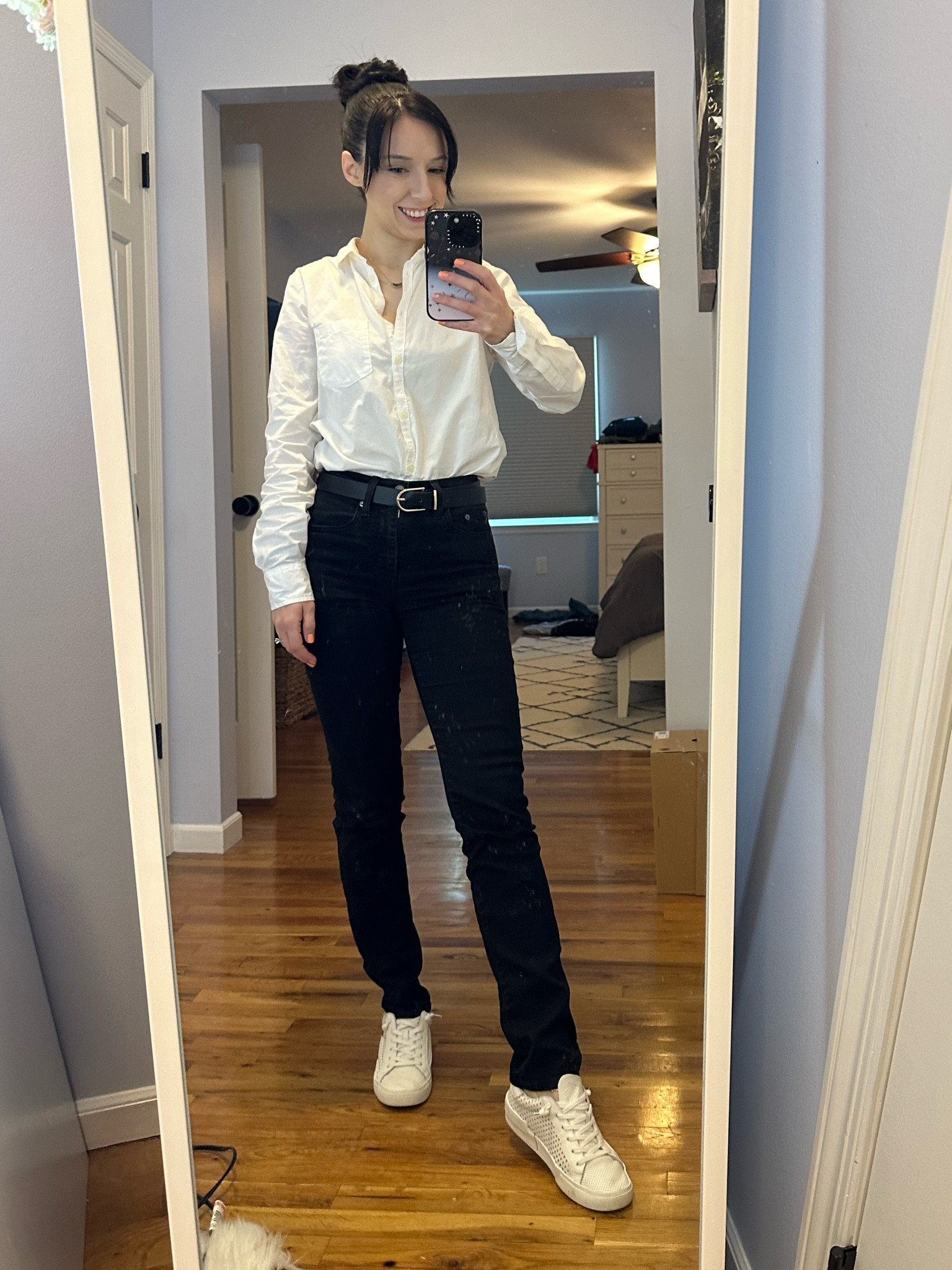 White shirt size XS
Black jeans size 24
White sneakers size 6.5
Black belt size S

Work outfit, black and white outfit, spring outfit, casual outfit, minimalist outfit, Amazon 

#LTKworkwear #LTKfindsunder100 #LTKstyletip