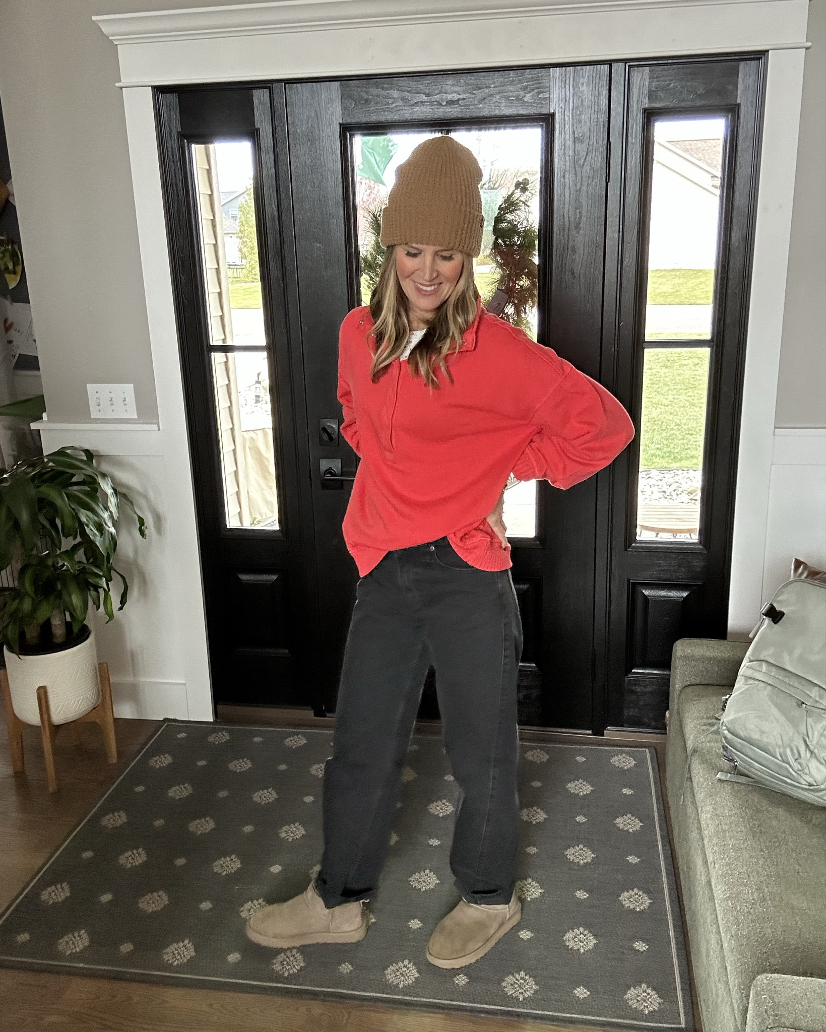 OOTD…Heading off to a hockey game so I layered up and threw on a hat and boots for extra warmth 🥶 I am wearing a 4 long in the jeans and a small in the top.  I am 5’9 and 138lbs. #gap #arie #ootd 

#LTKOver40 #LTKTall #LTKmomlife