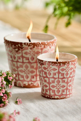Block Print Citronella Candle, Coral | Anthropologie (US)