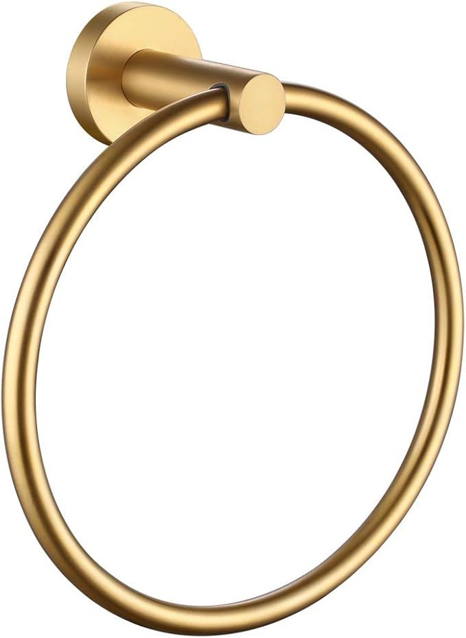 Hand Towel Ring Brushed Gold, APLusee SUS 304 Stainless Steel Round Towel Holder for Contemporary... | Amazon (US)