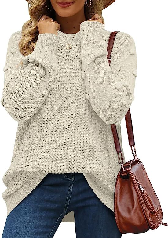 XIEERDUO Sweaters for Women Long Sleeve Chunky Knit Pullover Sweater Pullover Crewneck Sweatshirts F | Amazon (US)
