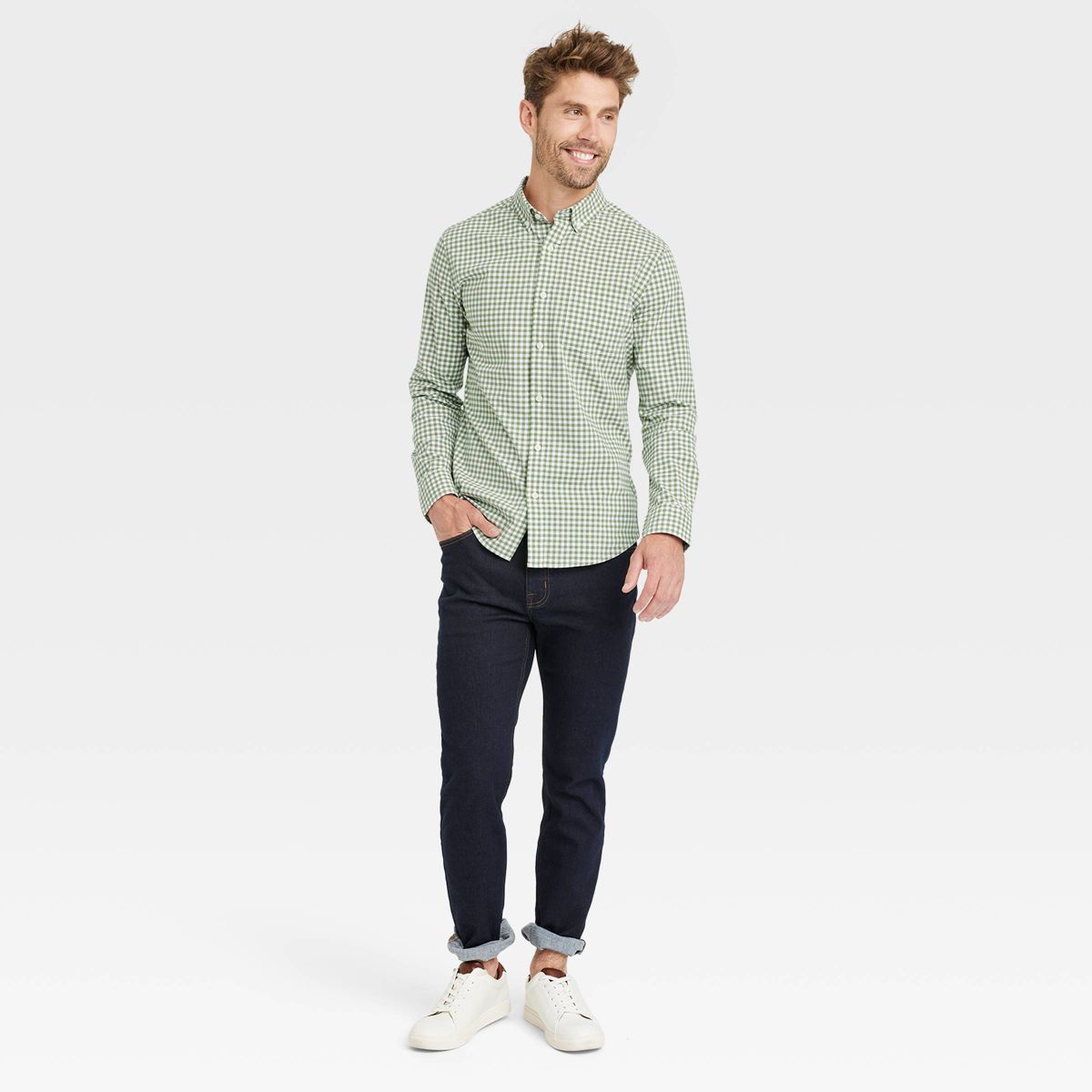 Men's Slim Fit Every Wear Long Sleeve Button-Down Shirt - Goodfellow & Co™ | Target