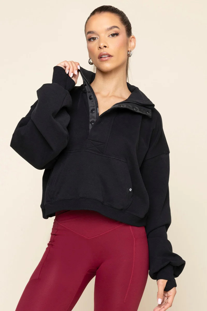 Ooey Gooey Crop Half Zip - Black | POPFLEX