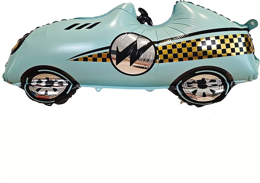 3D Self standing Teal Blue Race Car Tire Foil Balloon car balloons for birthday boy race Themed p... | Amazon (US)